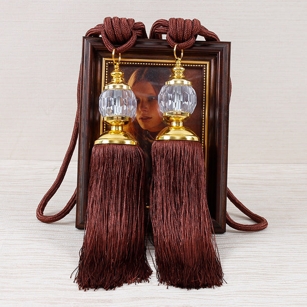 European-style Tassel Fringe Lace Crystal Ball Strap Ropes