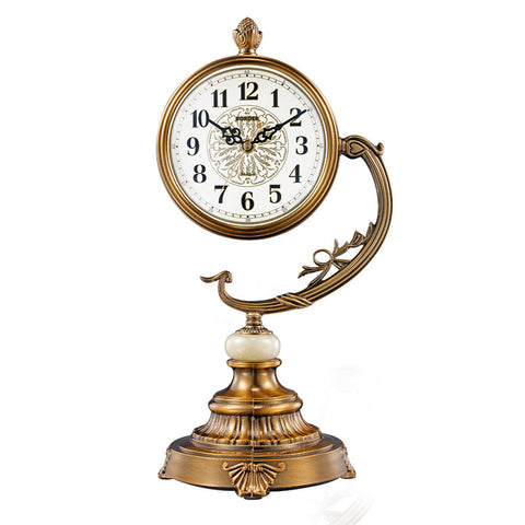 European Style Living Room Desk Clock Copper