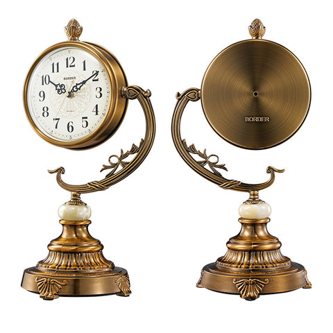 European Style Living Room Desk Clock Copper