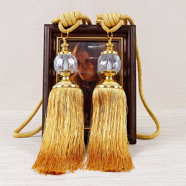 European-style Tassel Fringe Lace Crystal Ball Strap Ropes