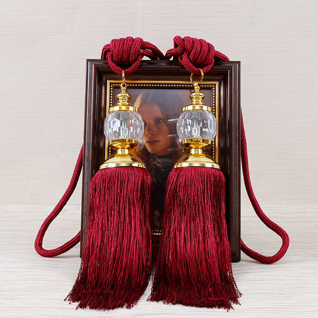 European-style Tassel Fringe Lace Crystal Ball Strap Ropes