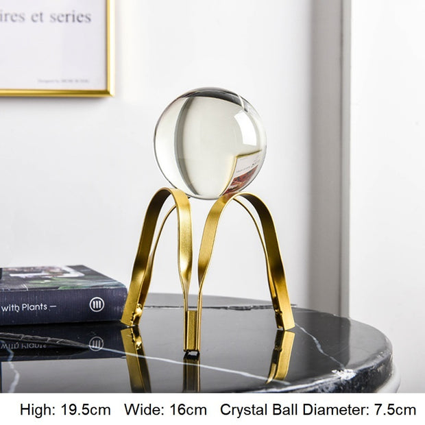 Golden Luxury Modern Metal Crystal Ball Craft