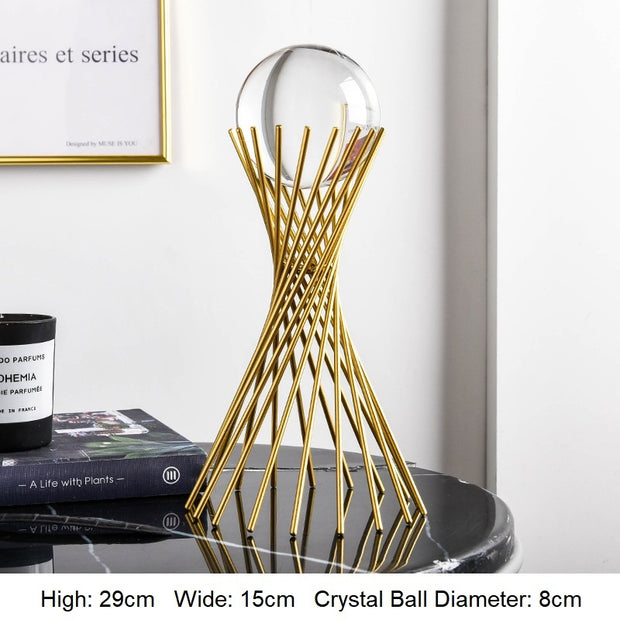 Golden Luxury Modern Metal Crystal Ball Craft