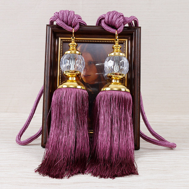 European-style Tassel Fringe Lace Crystal Ball Strap Ropes