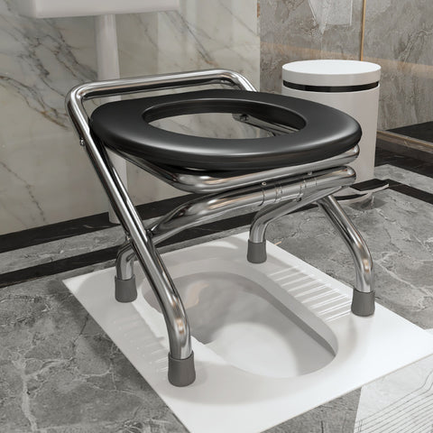 Spot Folding Stainless Steel Elderly Household Potty Seat Mobile Commode Toilet Toilet Chair Patient Commode Chairs