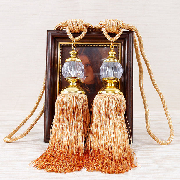 European-style Tassel Fringe Lace Crystal Ball Strap Ropes