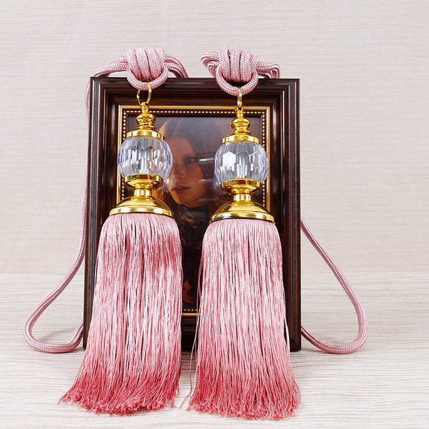 European-style Tassel Fringe Lace Crystal Ball Strap Ropes