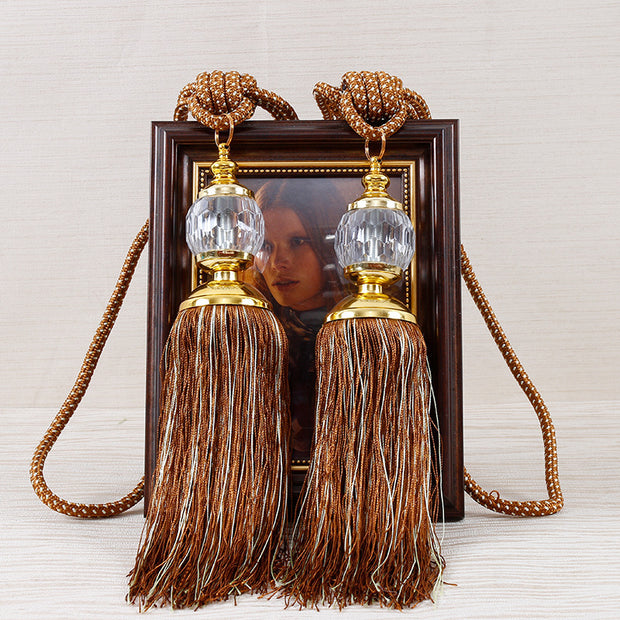 European-style Tassel Fringe Lace Crystal Ball Strap Ropes