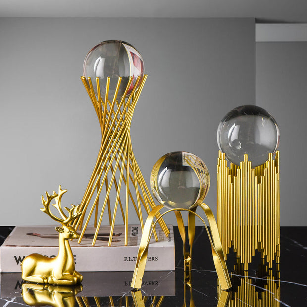 Golden Luxury Modern Metal Crystal Ball Craft
