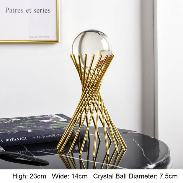 Golden Luxury Modern Metal Crystal Ball Craft
